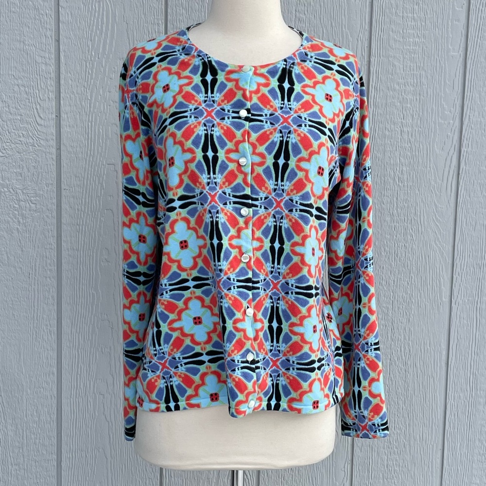 J. McLaughlin L Kaleidoscope Print Cardigan Sweater